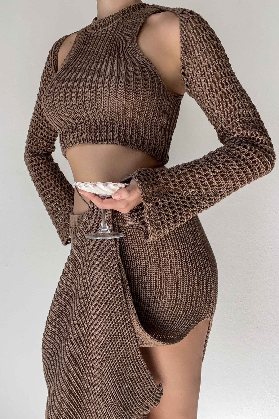 Ola crochet shrug in chocolate
